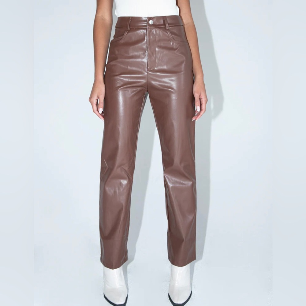 Brown Leather Pants- Princess Polly